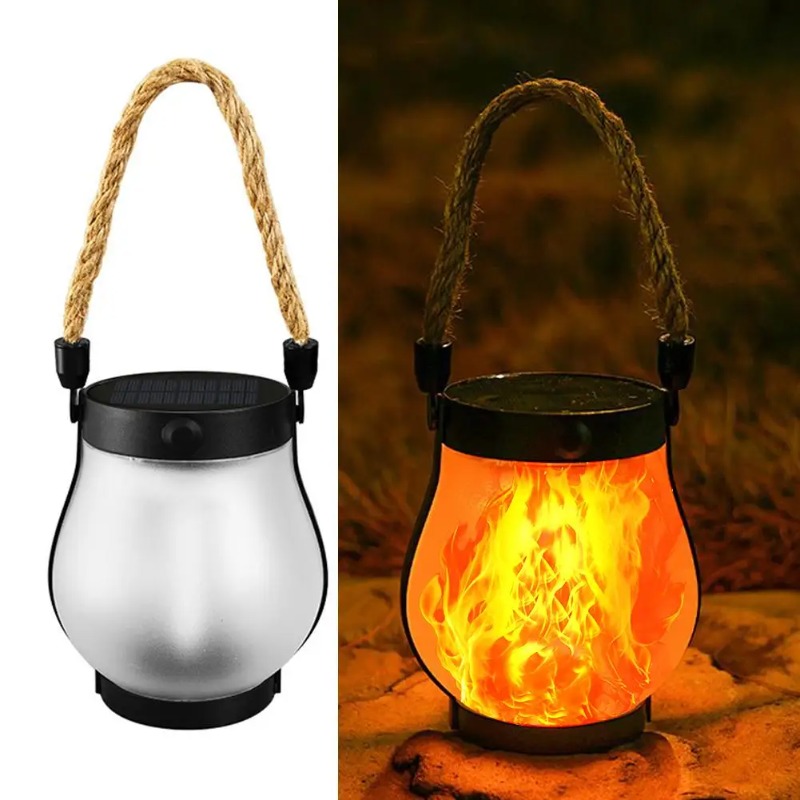 Camping Solar Lantern - Lampa solarna płomień, ładowana przez USB,