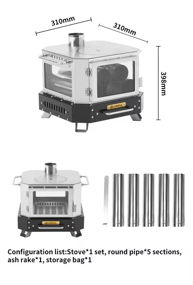 Outdoor Camping Wood Burning Stove - HOMFUL Przenośna Kuchenka na Drewno Ogrzewanie