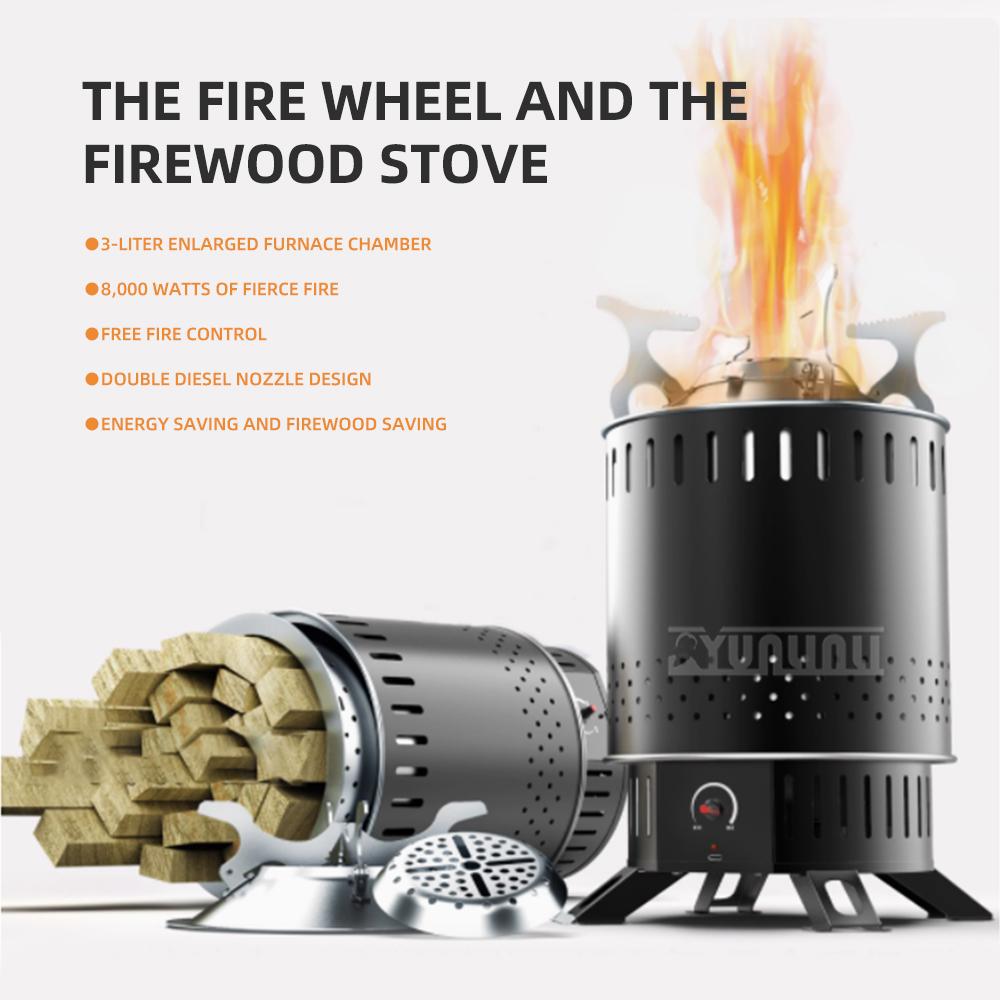 Outdoor Camping Wood Burning Stove - Przenośna, wiatroodporna kuchenka na drewno Windfire