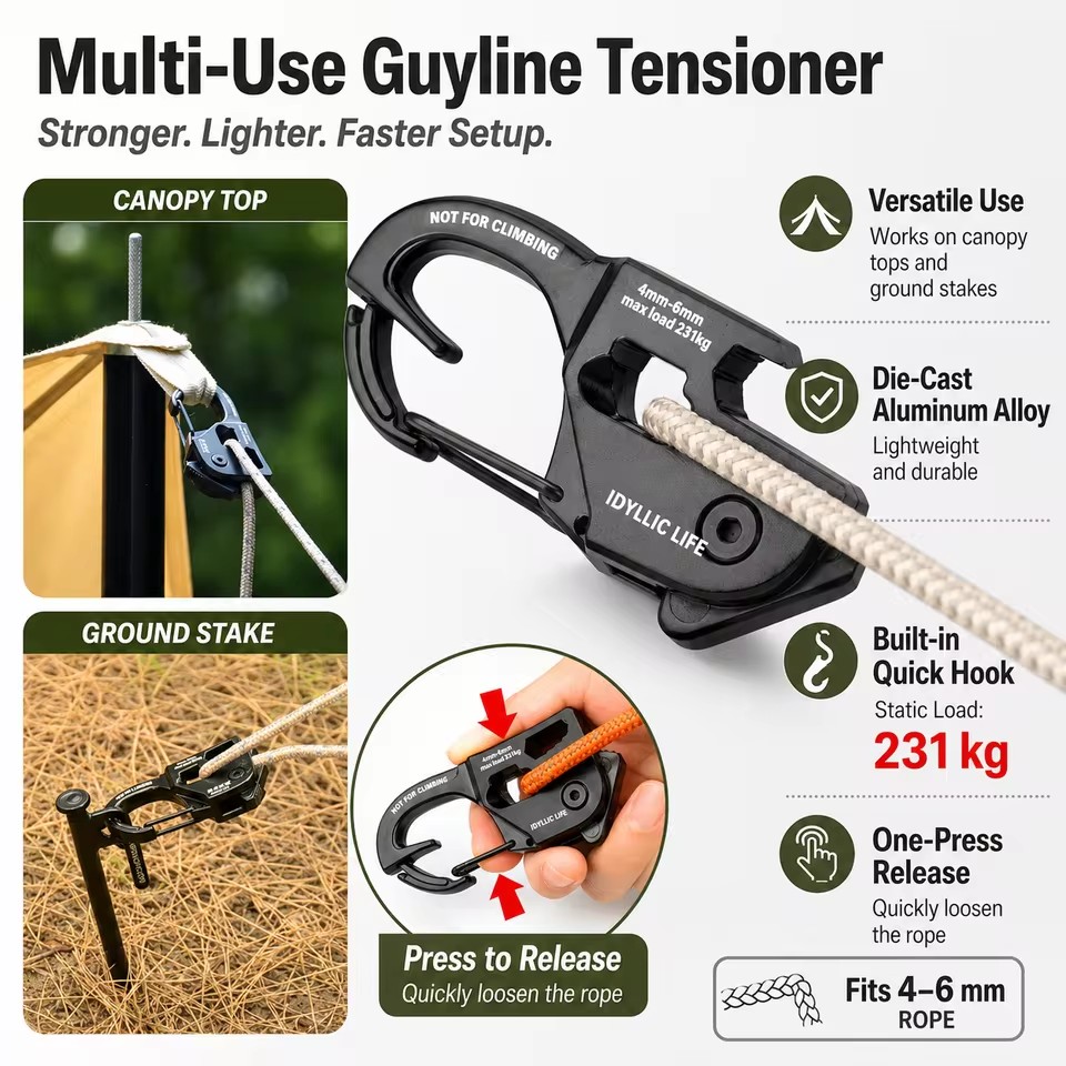 Outdoor Camping Extension Cord - Napinacz do linek namiotowych ze stopu