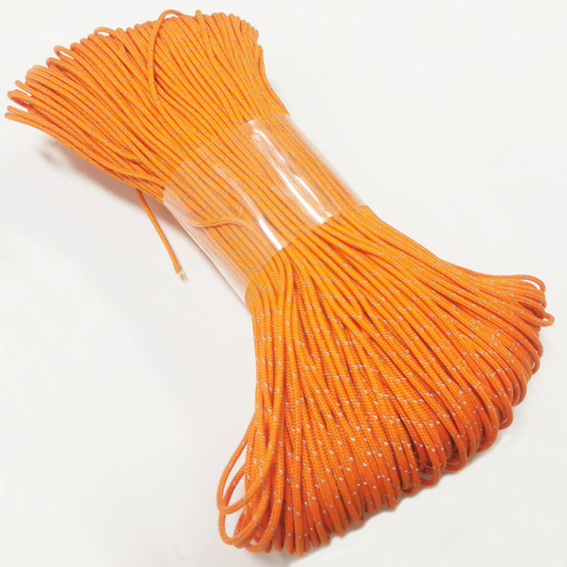 Outdoor Camping Extension Cord - Pomarańczowy odblaskowy paracord o średnicy 2mm,