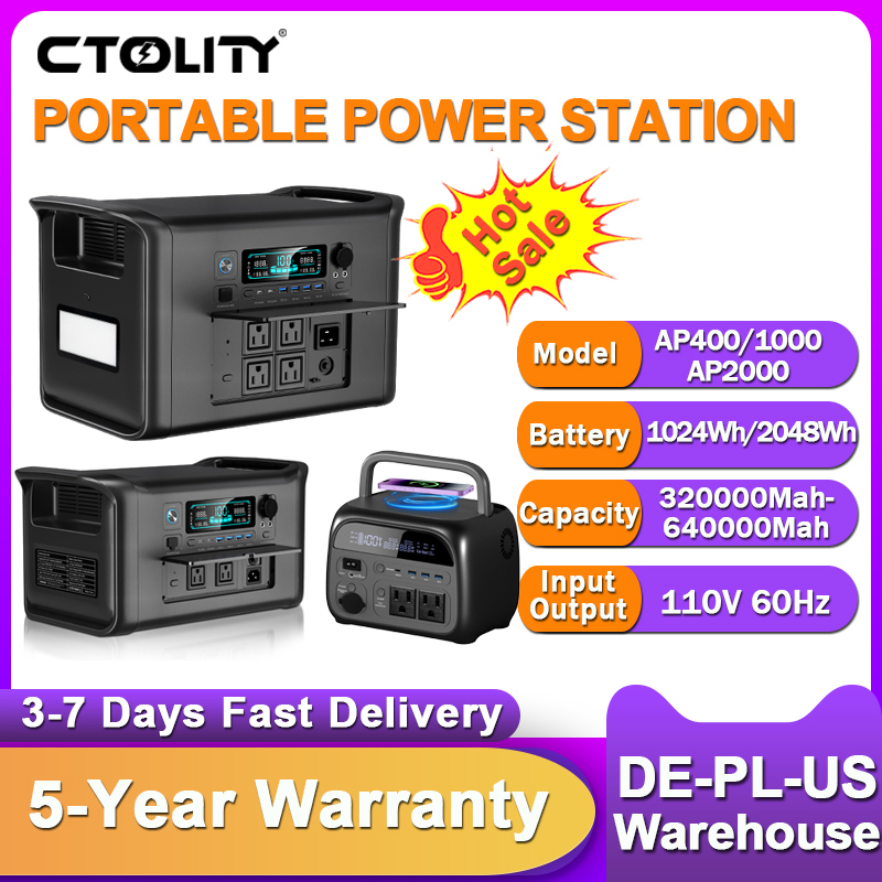 Camping Solar Lantern - Przenośna stacja zasilania CTOLITY 2400W, generator