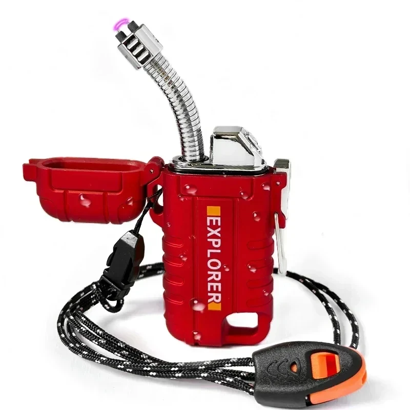 Outdoor Windproof Lighter - Wodoodporna zapalniczka z podwójnym łukiem, akumulatorowa,