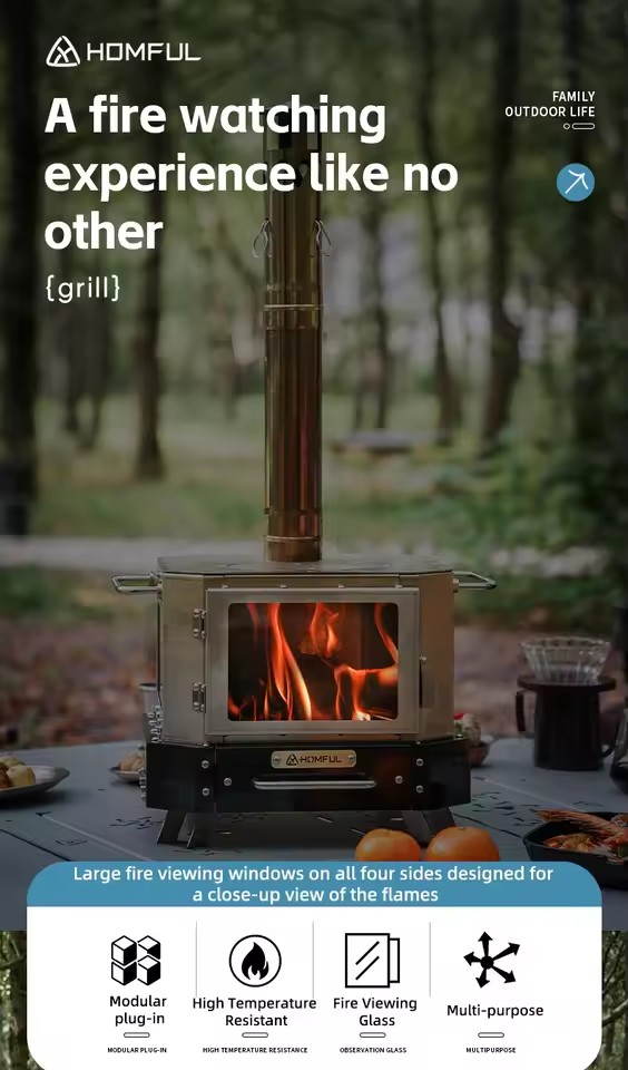 HOMFUL Przenośna Kuchenka na D – Outdoor Camping Wood Burning Stove recenzja i cena