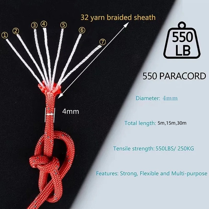 Odblaskowy Paracord 550 wojsko – Outdoor Camping Extension Cord recenzja i cena