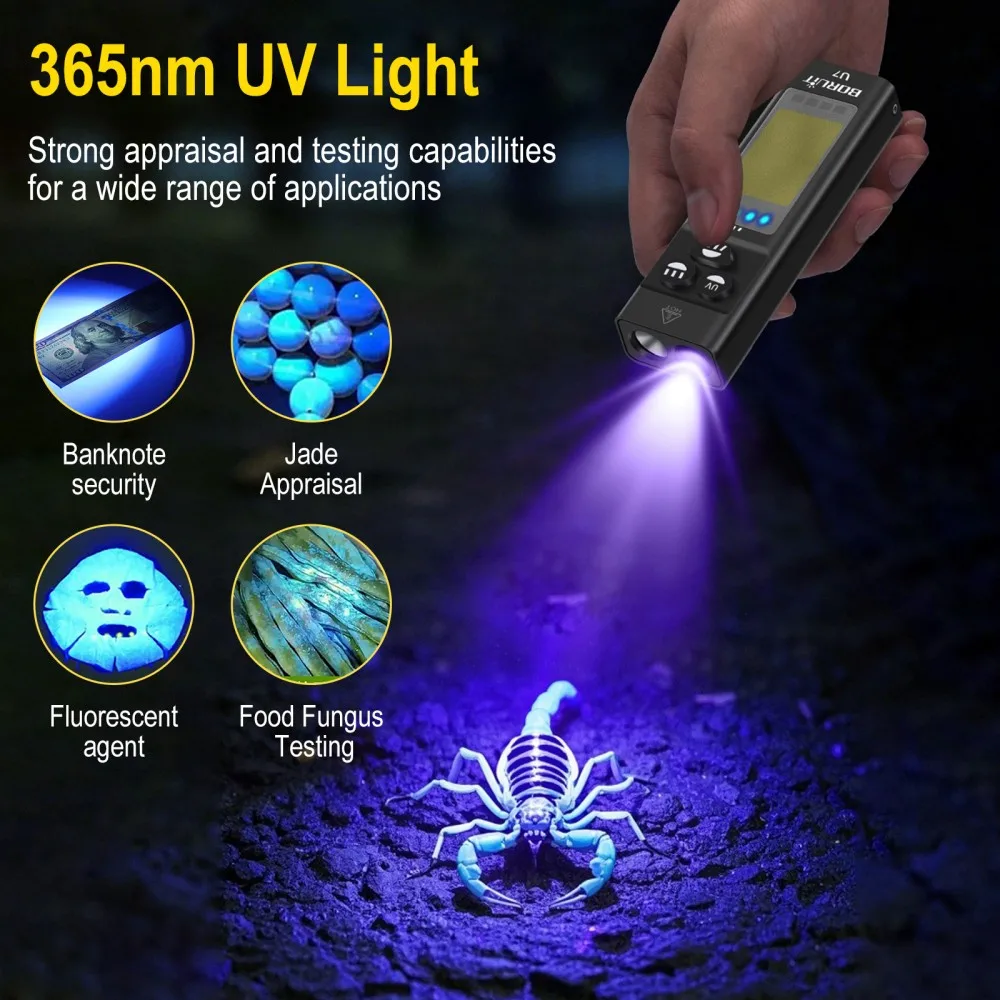Latarka EDC BORUiT U7 UV LED 1 – Outdoor Camping Lantern recenzja i cena